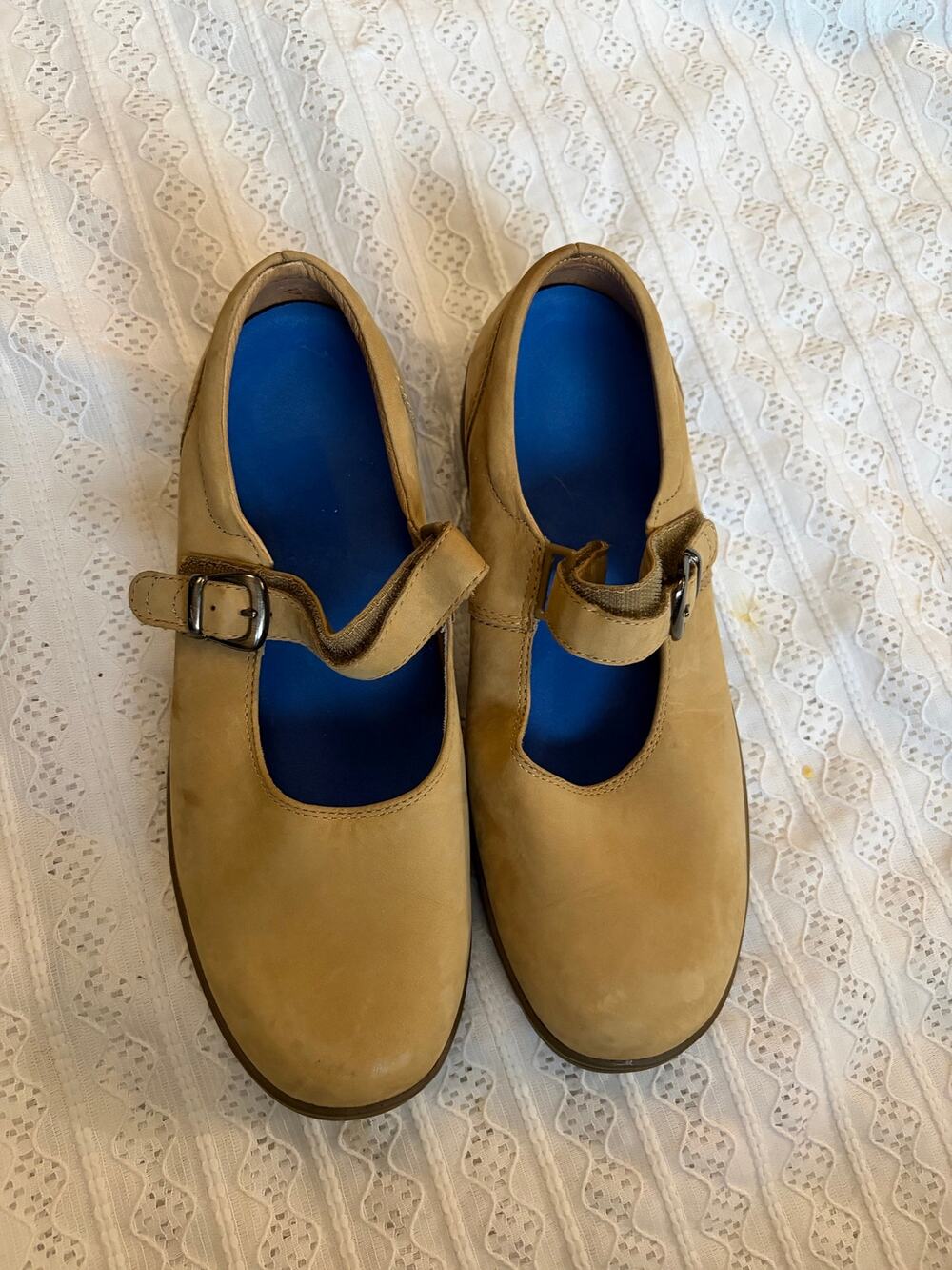 Dr. Comfort Merry Jane Leather Mary Jane Shoes Beige Comfort Size 9W Wide